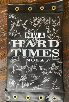 NWA : National Wrestling Alliance - "Hard Times 3" Ring Used & Hand Signed Turnbuckle Pad