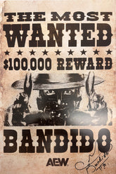 Official AEW - Bandido "Wanted" Hand Signed 12x18" *inc AEW Hologram*