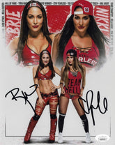 Highspots - Nikki & Brie Bella "Bella Twins Collage" Hand Signed Metallic 8x10 *inc COA*