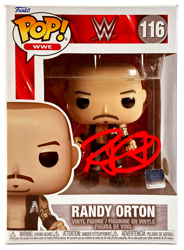 WWE Funko Pop Figure - Randy Orton #116 * Hand Signed * Red Auto - Packaging Issue