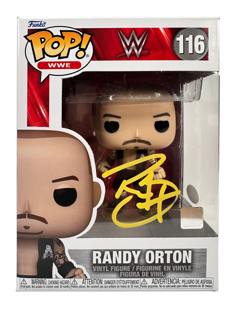 WWE Funko Pop Figure - Randy Orton #116 * Hand Signed * Yellow Auto - Packaging Issue