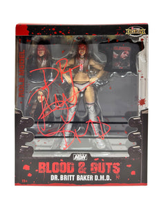 AEW : Britt Baker "Lights Out" Blood & Guts Ringside Exclusive Figure Set * Hand Signed (Red) *