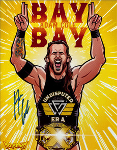 Highspots - Adam Cole "Bay Bay Yellow" Hand Signed Cartoon 11x14 *inc COA*