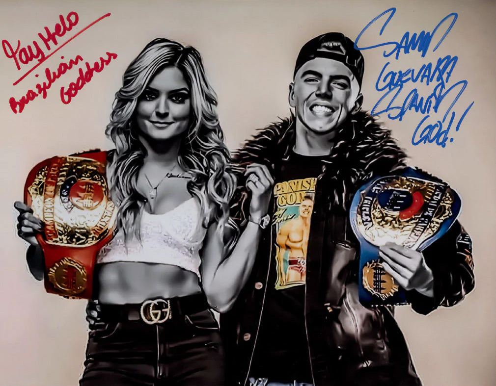 Highspots - Sammy Guevara & Tay Melo / Conti Dual Hand Signed 11x14 *inc COA*
