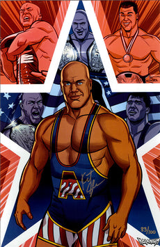 Highspots - Kurt Angle "Comic Art" Hand Signed 11x17 Artwork *inc COA*