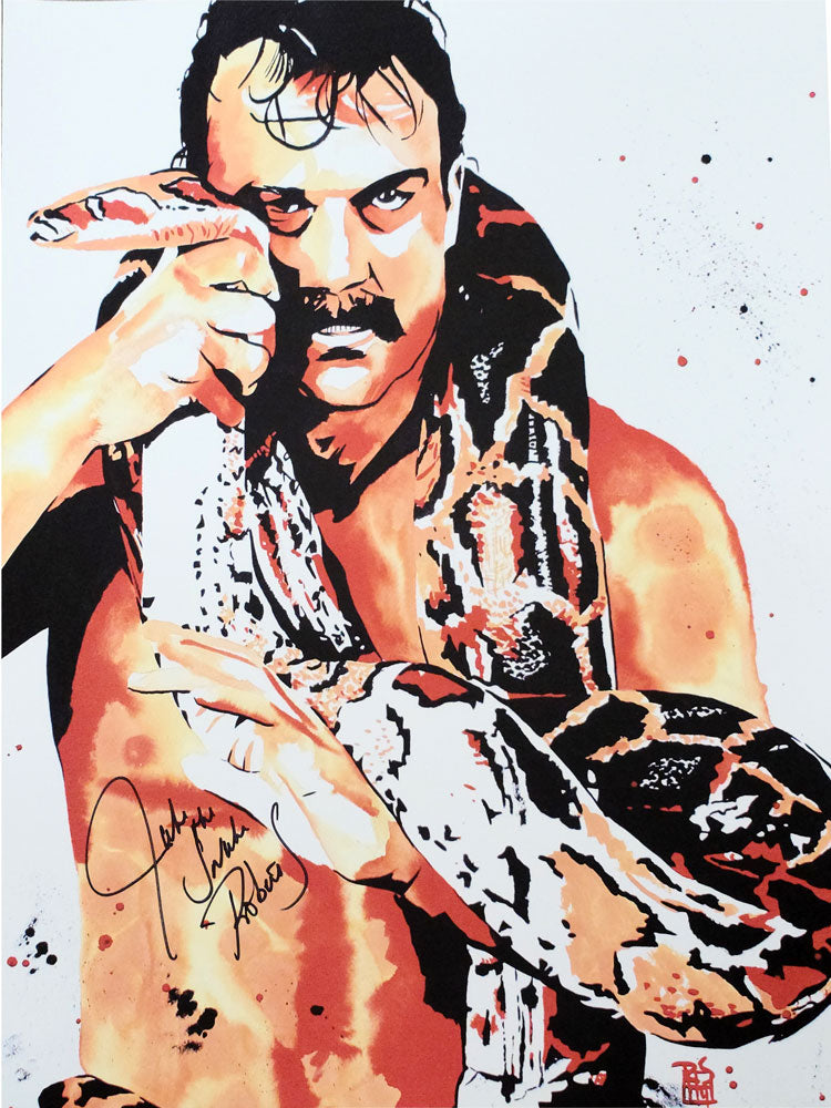 Rob Schamberger - Jake "The Snake" Roberts Hand Signed 24" x 18" Poster *inc COA*